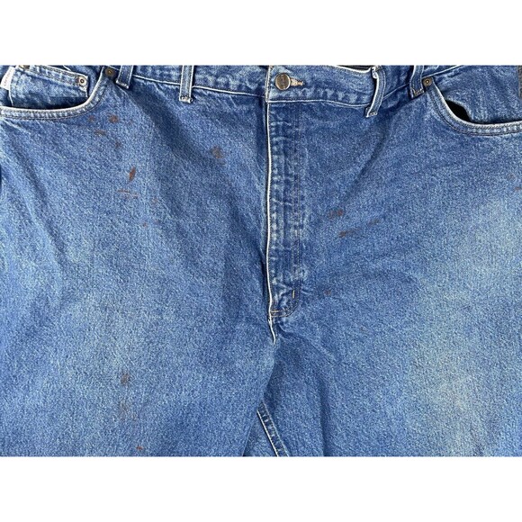 Carhartt Jeans Men's 50 X 32 Blue Denim Relaxed Fit 100% Cotton Grunge Paint - Picture 4 of 11